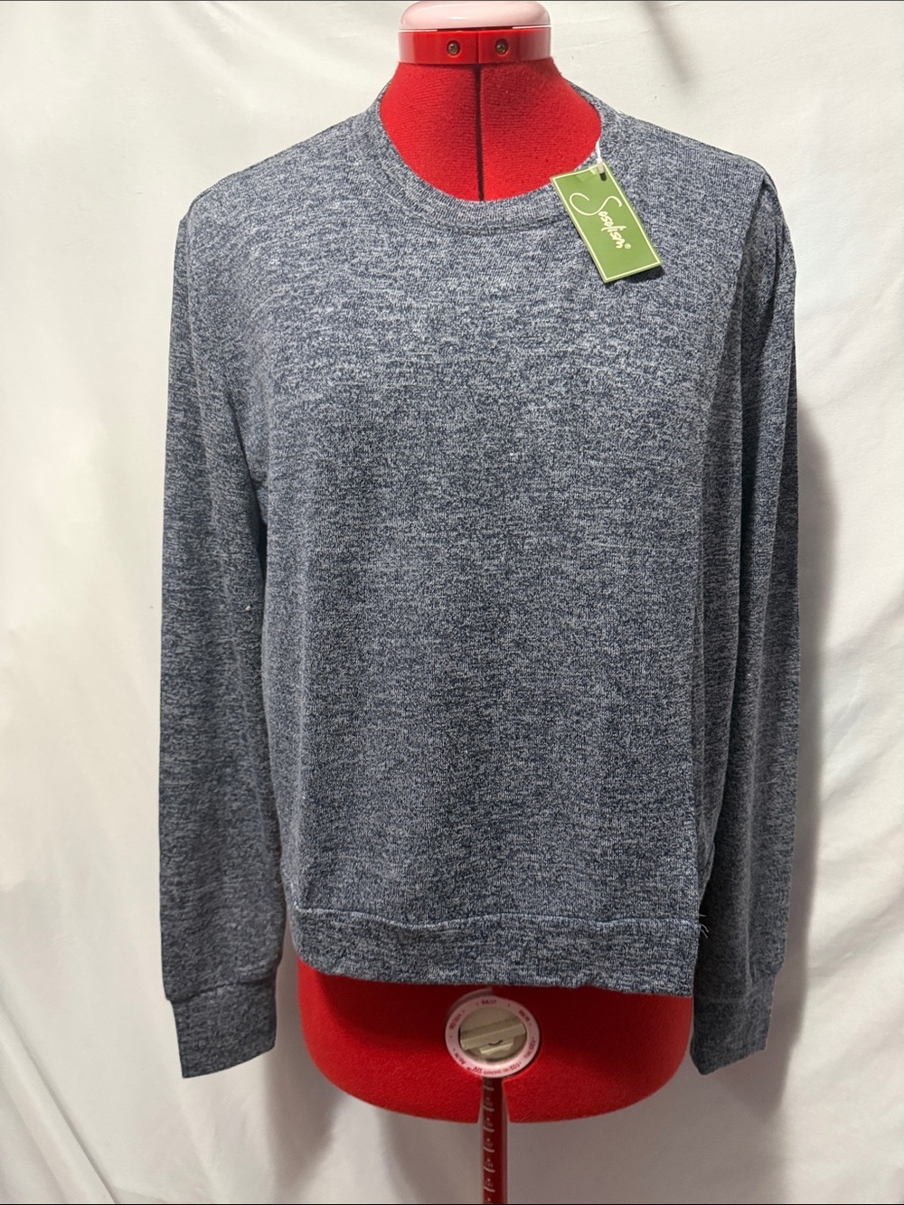 SO Navy Heather Crewneck Feeding Lightweight Knit Sweater MM33
